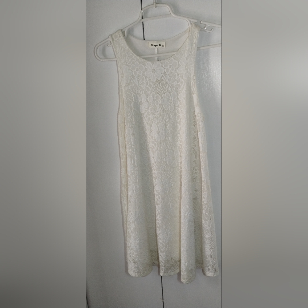 Ginger G. Beige Sleeveless Lace Dress Size (S)